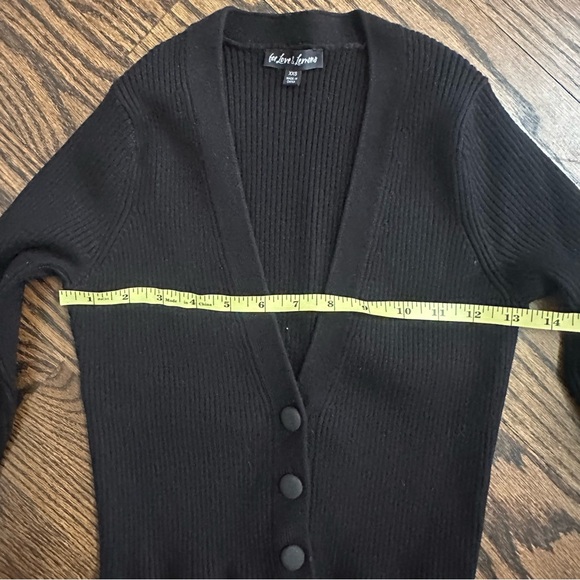 For Love & Lemons NEW Black Lace Trim Cardigan sweater Size XXS button up ribbed - Picture 7 of 11
